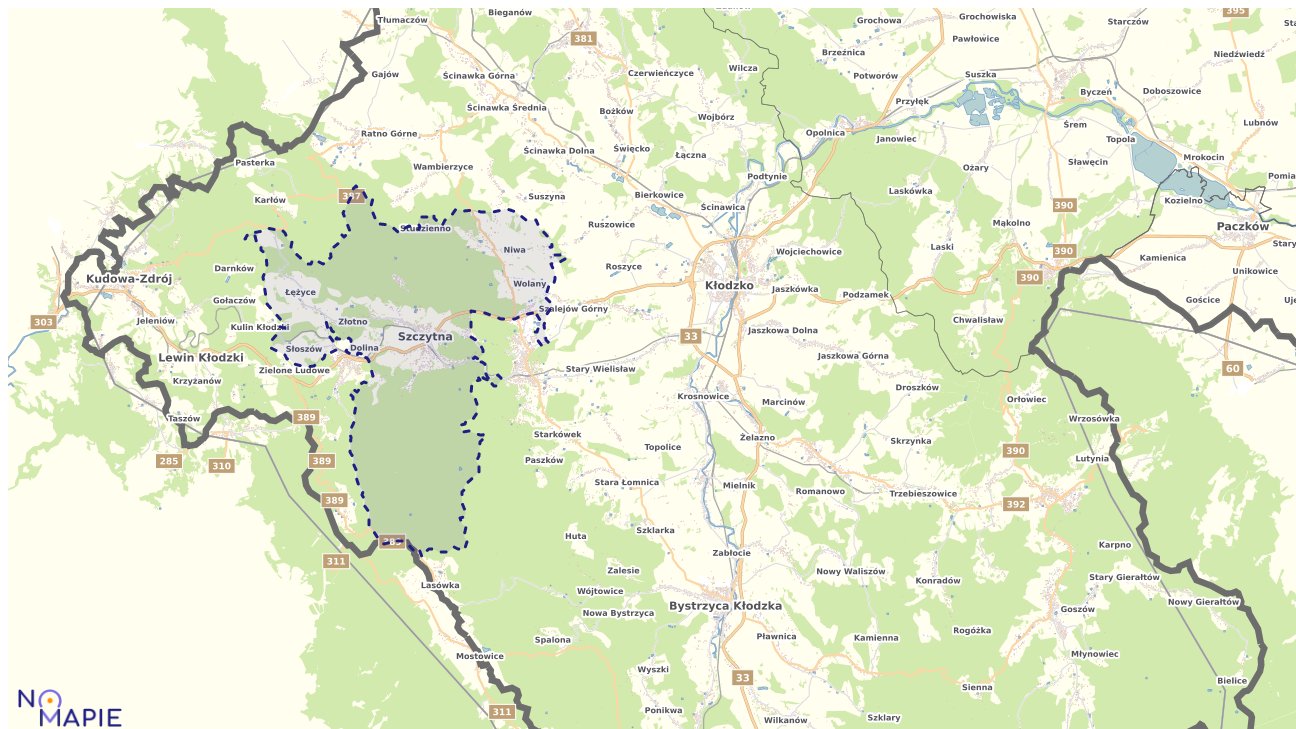 Mapa obszarów ochrony przyrody Szczytnej
