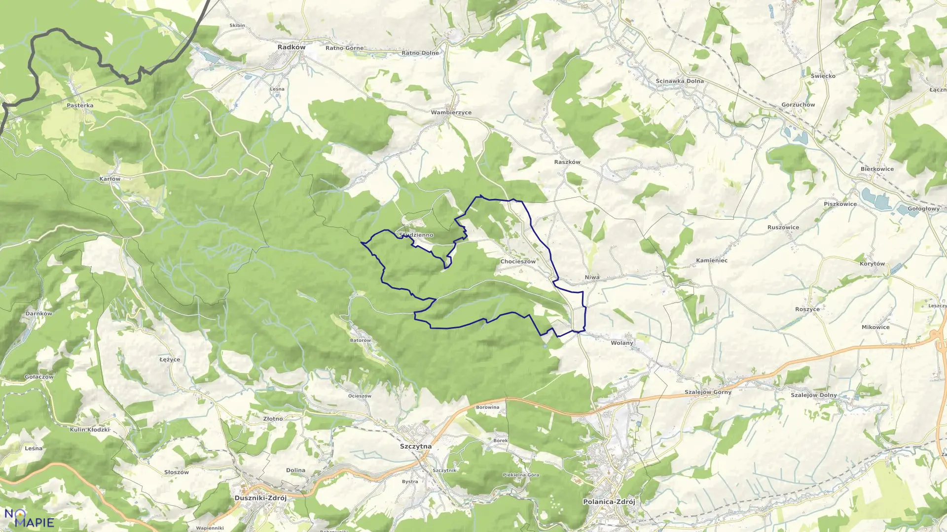 Mapa obrębu Chocieszów w gminie Szczytna