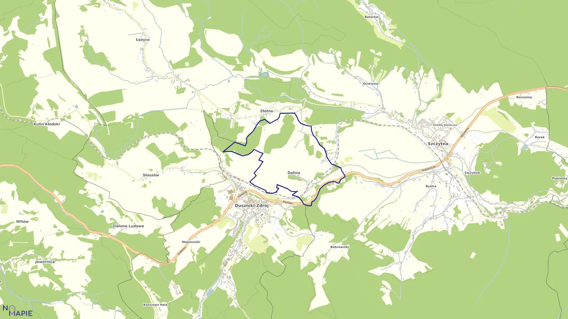Mapa obrębu Dolina w gminie Szczytna