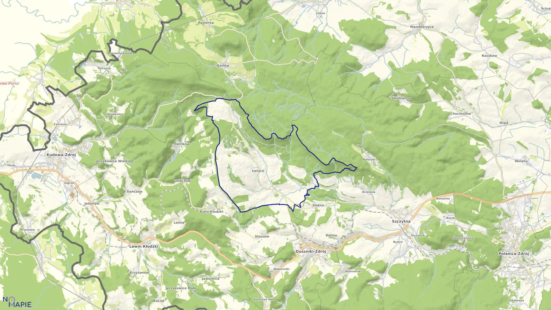 Mapa obrębu Łężyce w gminie Szczytna