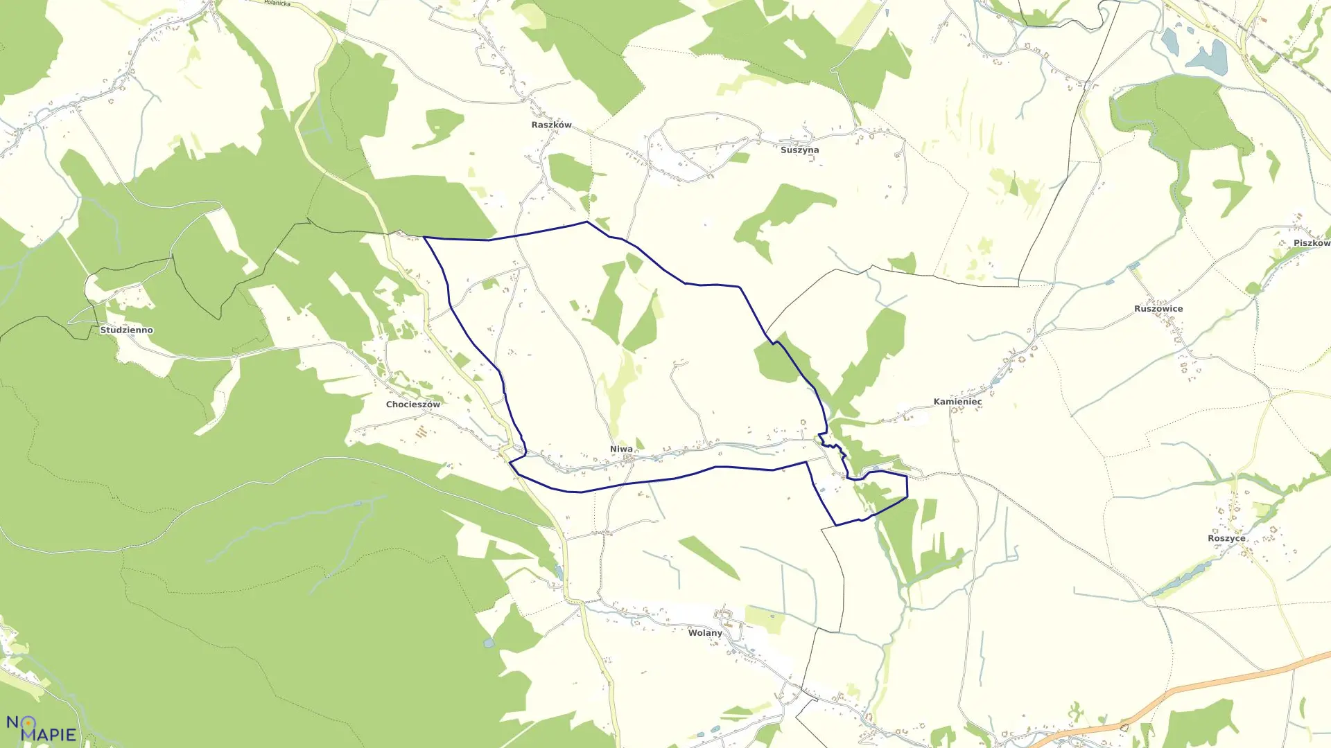 Mapa obrębu Niwa w gminie Szczytna