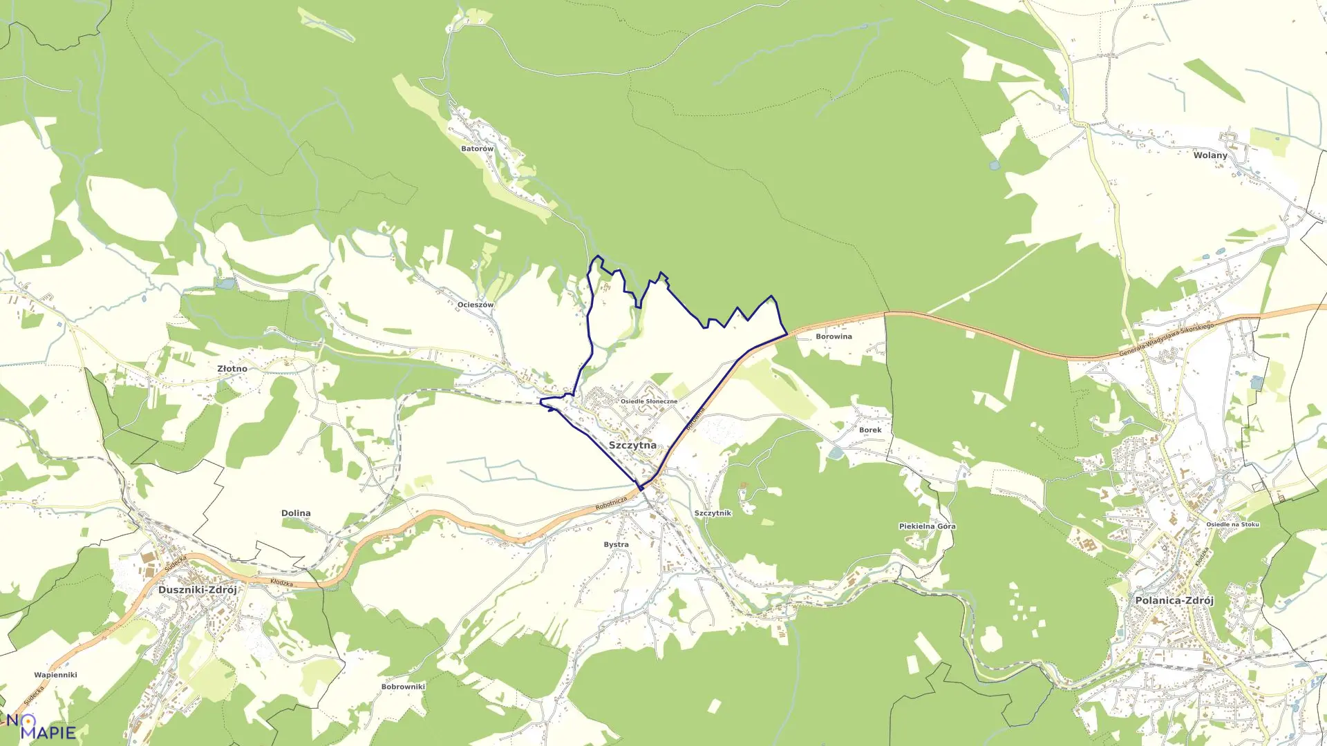 Mapa obrębu Nowe Miasto w gminie Szczytna