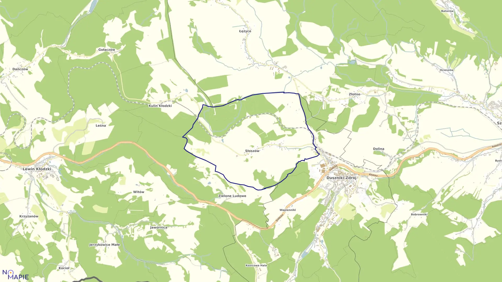 Mapa obrębu Słoszów w gminie Szczytna
