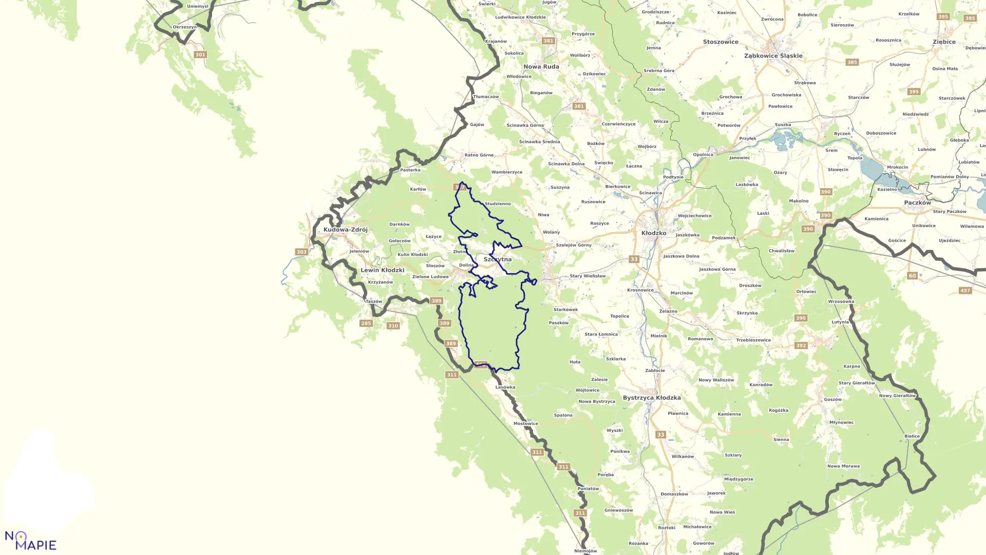 Mapa obrębu Szczytna w gminie Szczytna