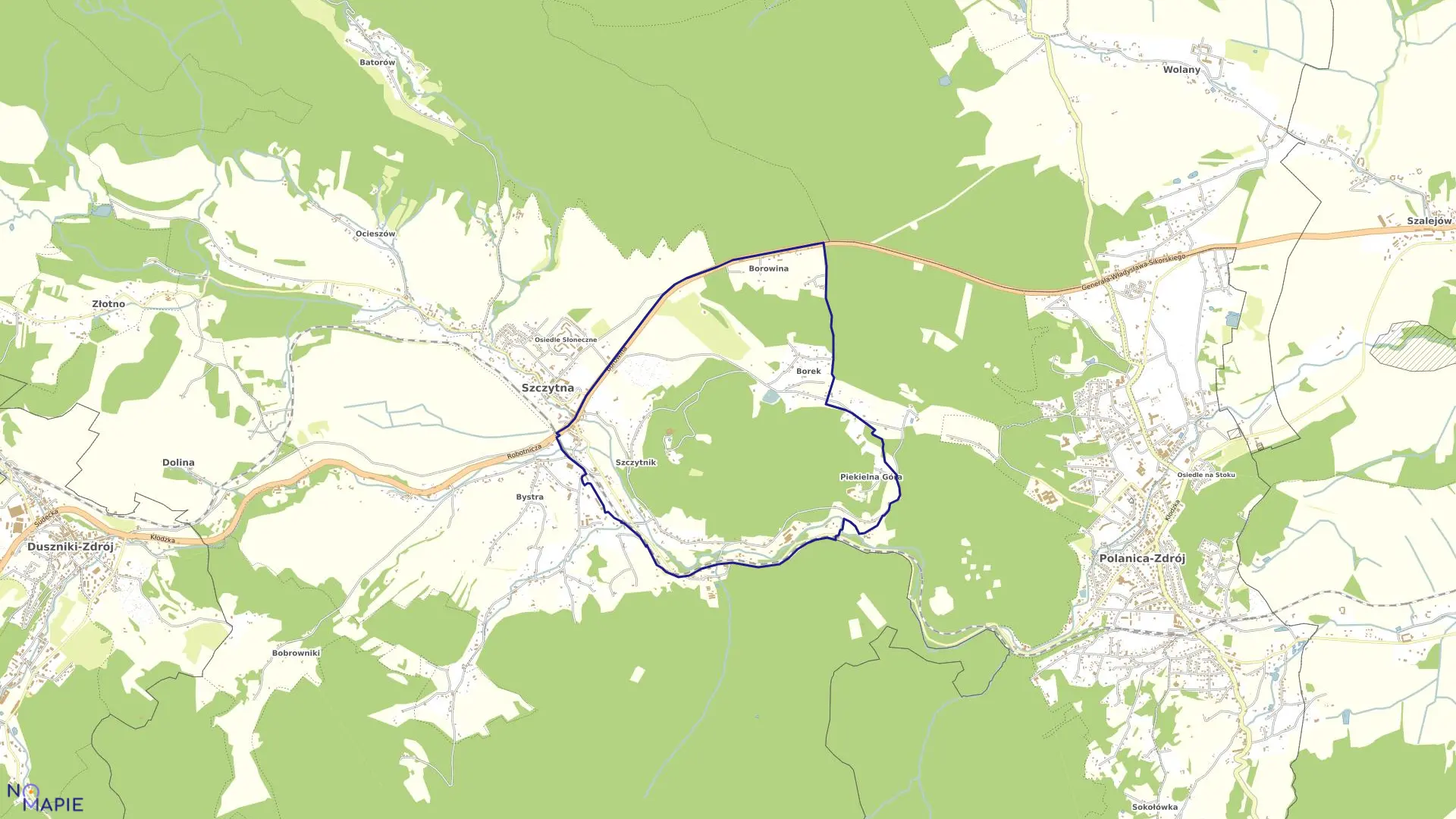 Mapa obrębu Szczytnik w gminie Szczytna