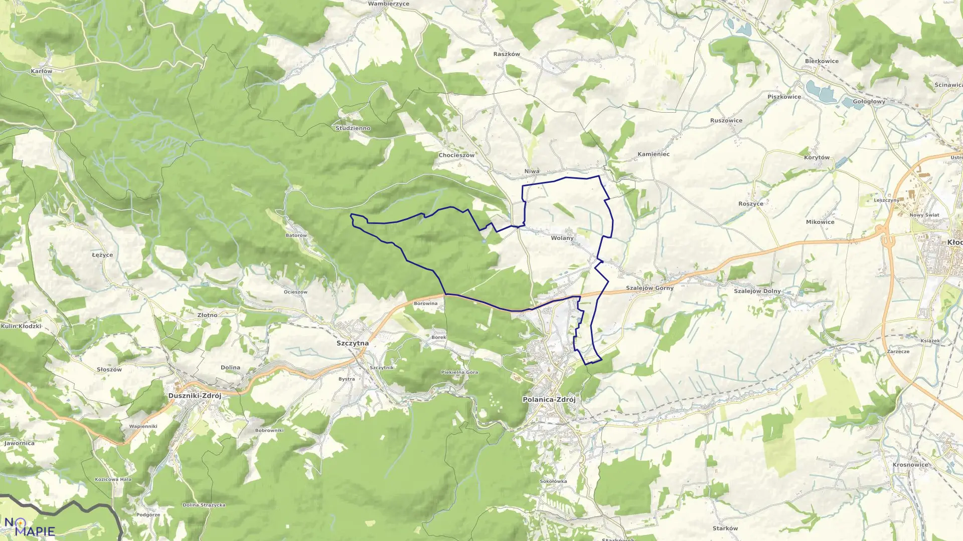 Mapa obrębu Wolany w gminie Szczytna